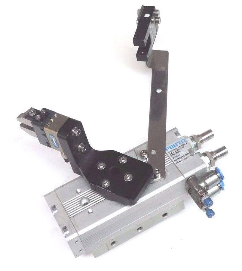 Used FESTO DRQD-B-16-180-Y-SRJ-A-AR-FW SEMI ROTARY DRIVE W/ SCHUNK 340010 GRIPPER