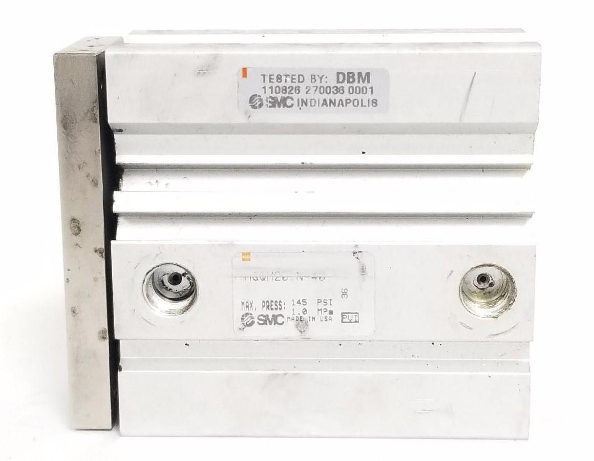 Used SMC MGQM20TN-40 COMPACT AIR SLIDE GUIDED CYLINDER, 145PSI / 1.0MPA