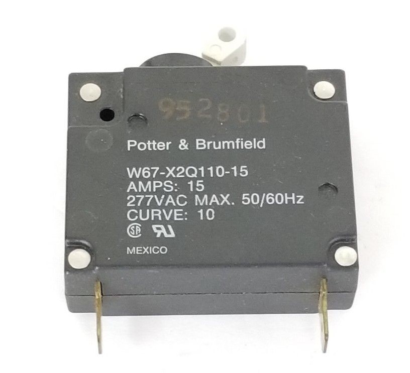 Used NEW POTTER & BRUMFIELD W67-X2Q110-15 CIRCUIT BREAKER 15A, 1P, 277VAC, 50/60HZ