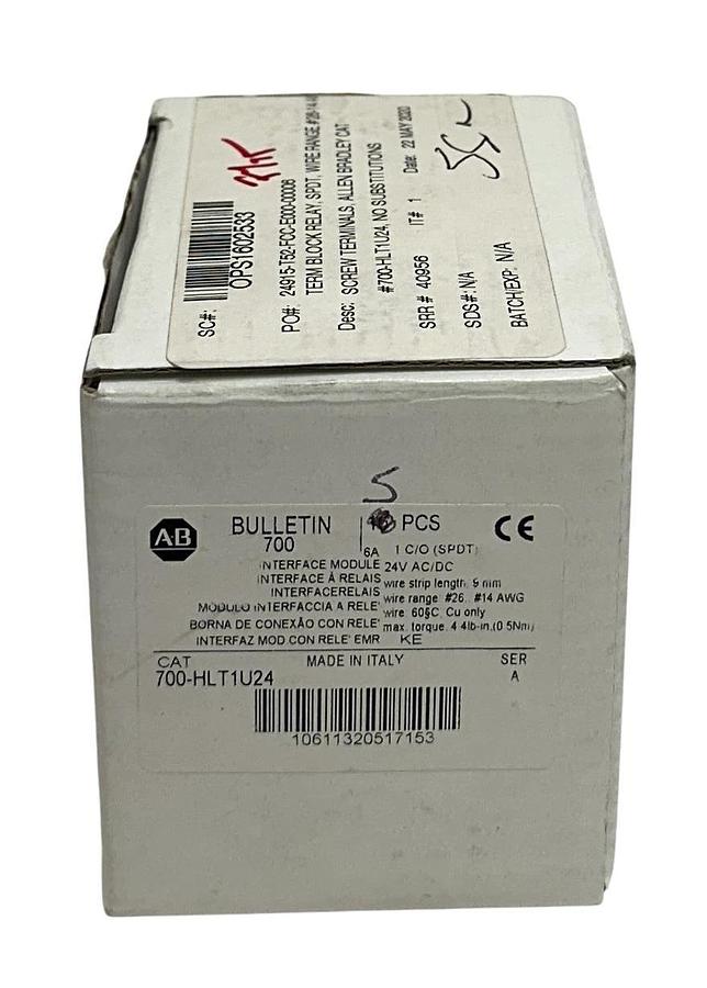5 ALLEN BRADLEY 700-HLT1U24 /A BULLETIN 700 INTERFACE MODULES 24VAC/DC NSMP