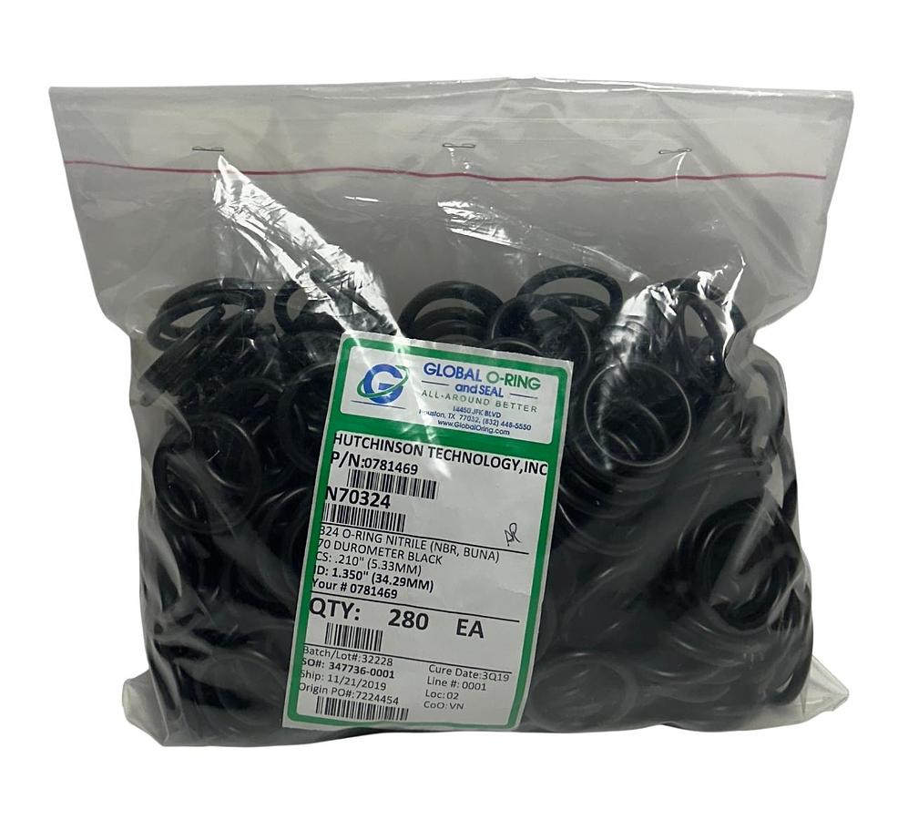 Used 280 GLOBAL O-RING AND SEAL N70324 O-RINGS 70 DURO BLACK 1.350'' ID 0781469 NSMP