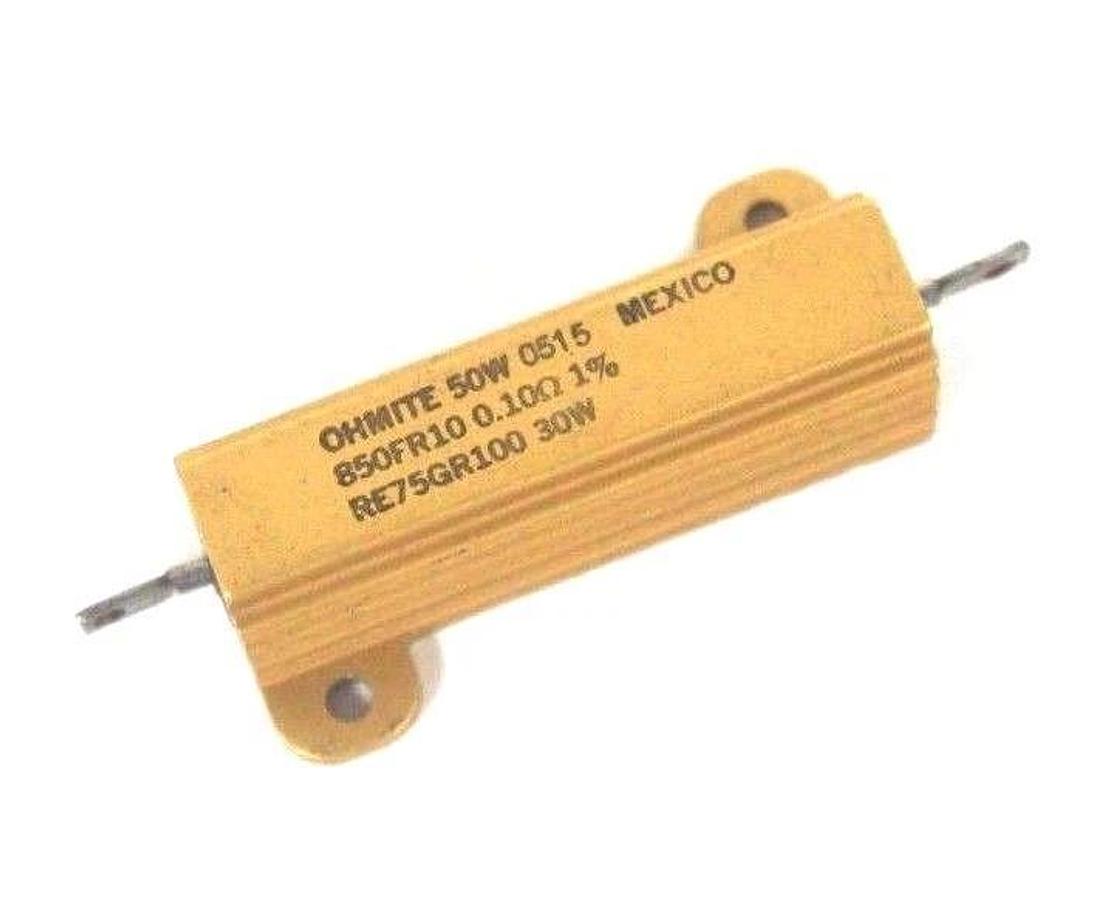 LOT OF 5 NEW OHMITE 850FR10 RESISTORS 50W, 0.10 OHMS, RE75GR100