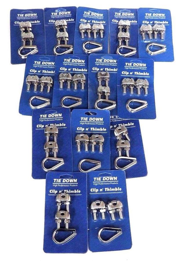 LOT OF 14 NEW TIE DOWN AYA20 CLIP AND THIMBLE KITS 5/16" STAINLESS STEEL