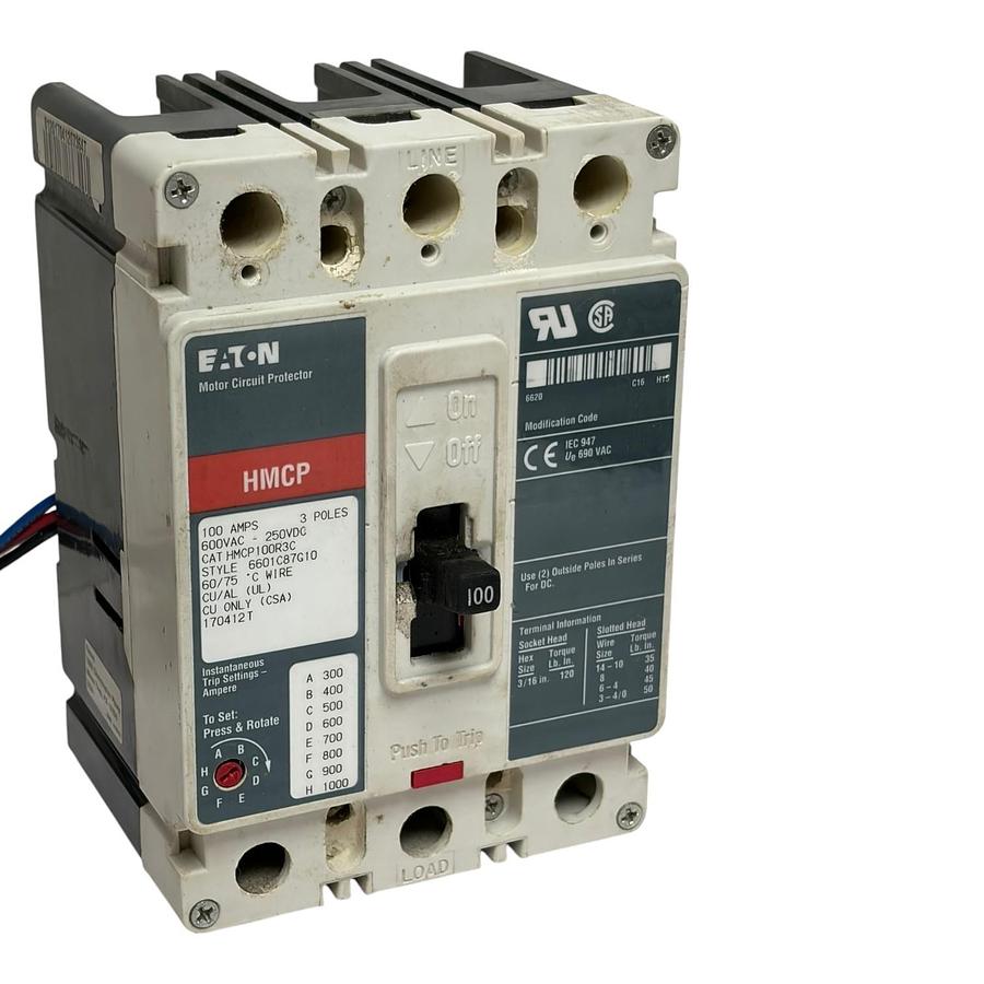 Used Eaton HMCP100R3C Motor Circuit Protector 100A 3 Pole Breaker 6601C87G10