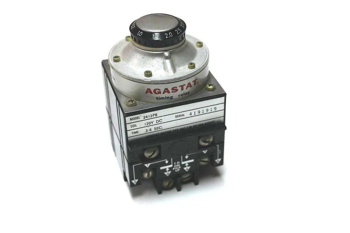 Used AGASTAT 2412PB TIME DELAY RELAY .2-5 SECONDS 120VDC