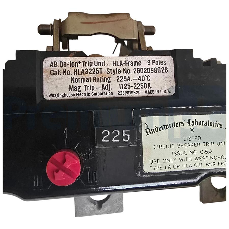 Westinghouse HLA3225T Trip Unit Only Type LA HLA 3P 225A Style 2602D98G28 NSMP