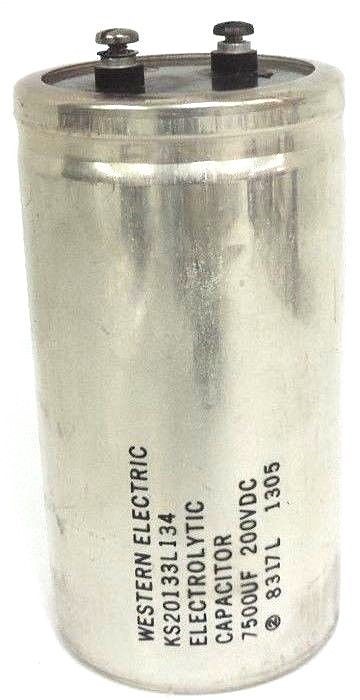 Used WESTERN ELECTRIC KS20133L134 ELECTROLYTIC CAPACITOR 7500UF, 200VDC, 8317L 1305