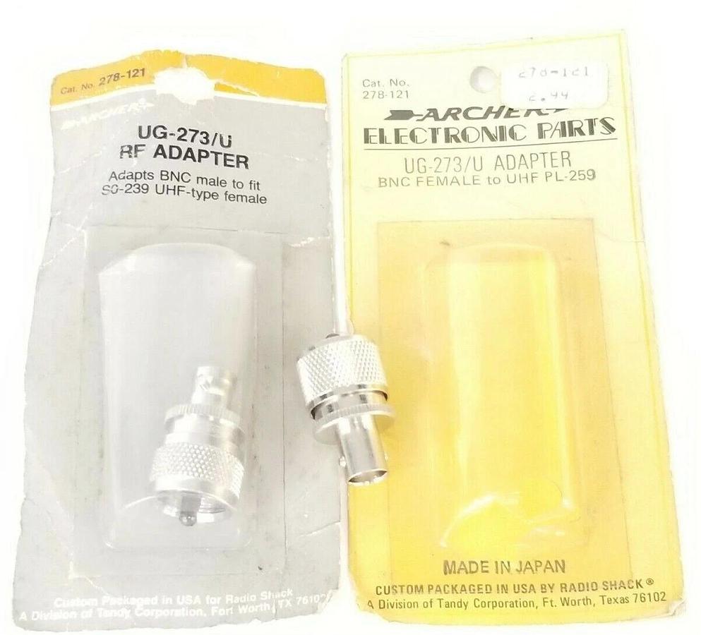Used LOT OF 2 NEW ARCHER UG-273/U RF ADAPTERS CAT. 278-121
