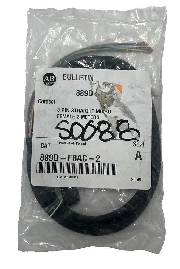 Allen-Bradley 889D-F8AC-2 Series A DC Micro Cordset M12 8-Pin 2m Yellow NSMP