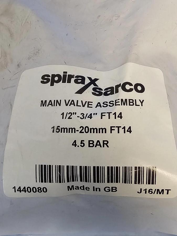 Used NEW SPIRAX SARCO MAIN VALVE ASSEMBLY 1440080 J16/MT 1/2''-3/4 FT14