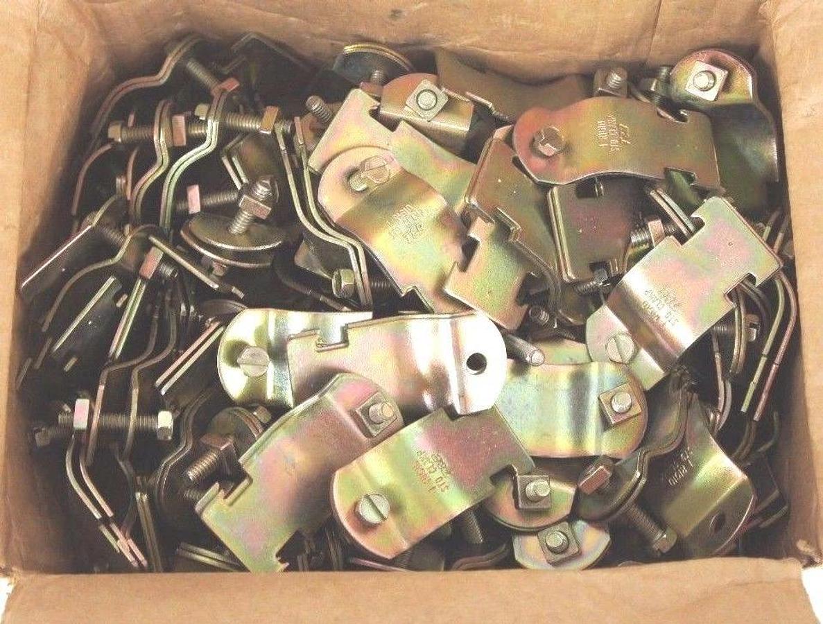 Used BOX OF 100 NEW THOMAS & BETTS 702 1 SUPERSTRUT STEEL STRUT CLAMPS 1"