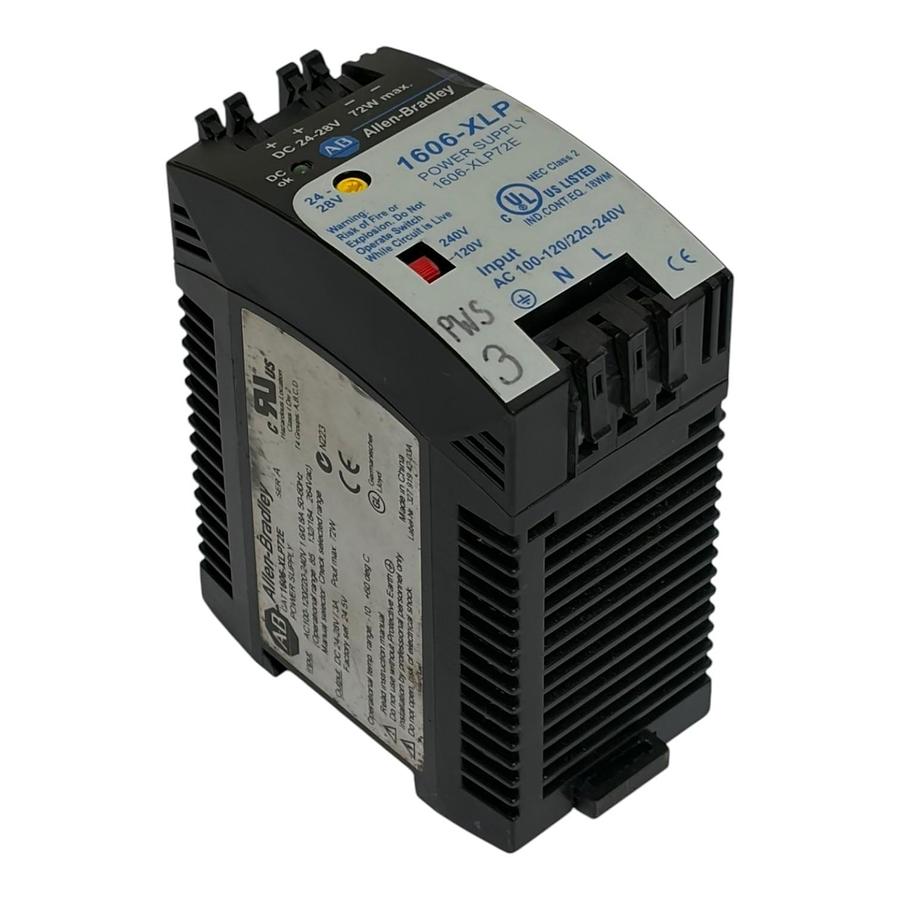 Used Allen Bradley 1606-XLP72E DIN Rail Power Supply 24-28V 72W Max Series A