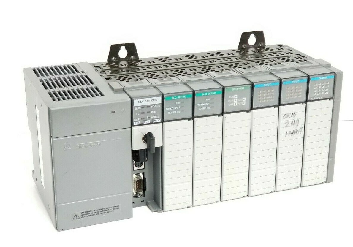 Used ALLEN BRADLEY 1746-A7 SER. B RACK W/ 1746-P2 , 1747-L542 , HSTP1 , HSRV , IB16