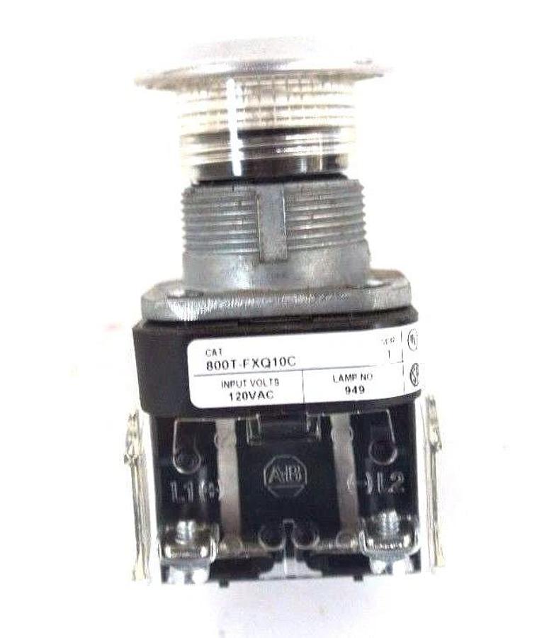 Used NIB ALLEN BRADLEY 800T-FXQ10C SER. T ILLUMINATED PUSH BUTTON CLEAR CAP 120V