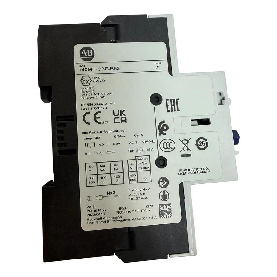 Allen Bradley 140MT-C3E-B63 Motor Protector Circuit Breaker 4-6.3A New Surplus