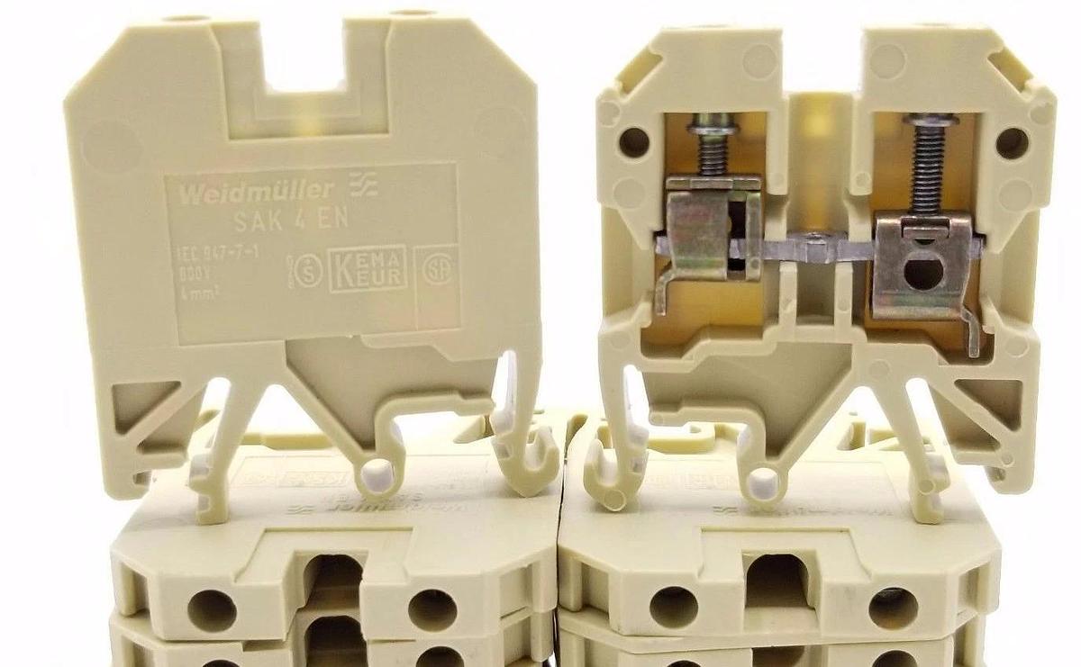 Used LOT OF 26 WEIDMULLER SAK 4 EN TERMINAL BLOCK 2POS, SAK4EN BEIGE