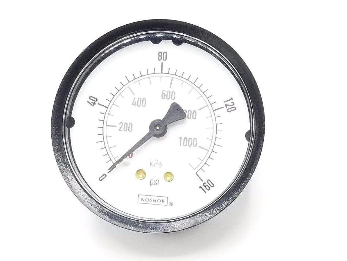 Used NOSHOK 0-160 PSI GAUGE 0-1100 KPA, 1/2'' NPT