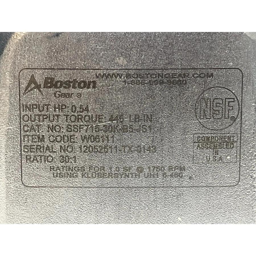 Boston Gear SSF715-30K-B5-JS1 Stainless Steel Right Angle Gear Reducer 30:1 New