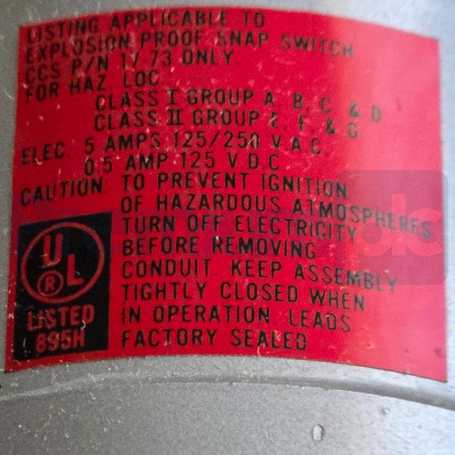 Used CCS Custom Control Sensors 646GZEM11-7011 Dual-Snap Pressure Switch 18-150psi Ex