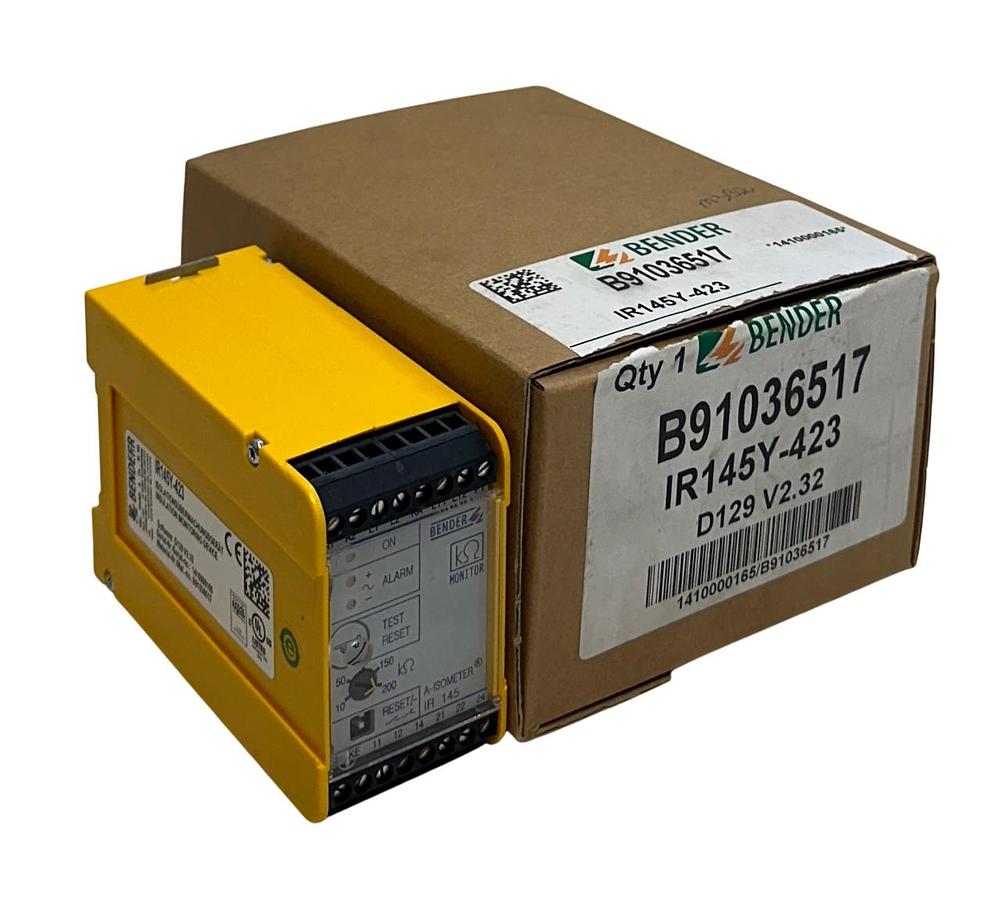 Used BENDER IR145Y-423 / B91036517 INSULATION MONITORING ISOMETER D129 V2.32 NSMP