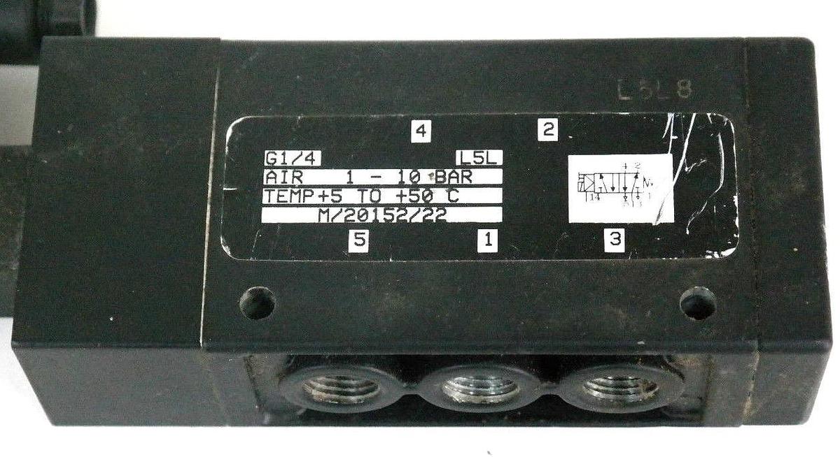 Used NORGREN M/20152/22 SOLENOID VALVE G1/R L5L, 1-10BAR, 5-50 DEG C, M2015222