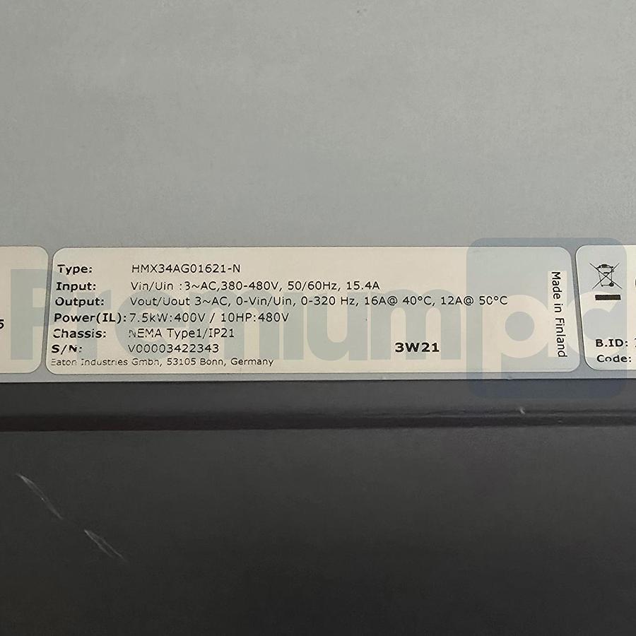 Used Eaton HMX34AG01621-N H-Max AC VFD Variable Frequency Drive 3Ph 480V 10HP USPI