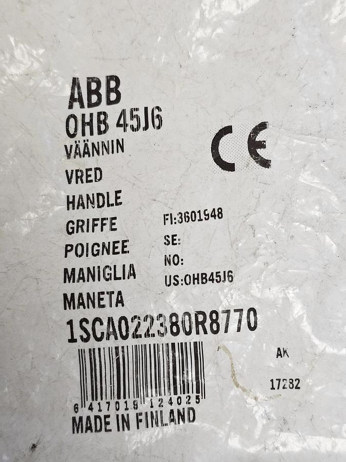NEW ABB OHB45J6 HANDLE PISTOL HANDLE BLACK PRODUCT ID: 1SCA022380R8770