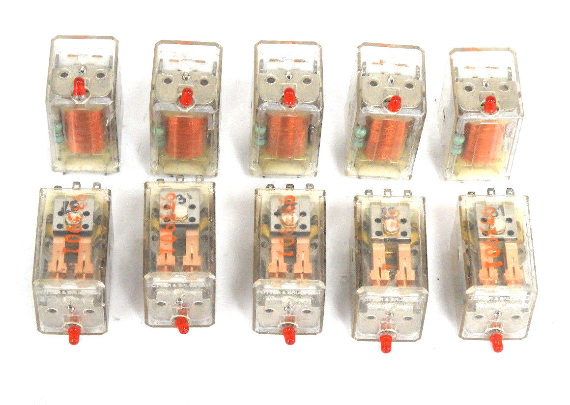 Used LOT OF 10 POTTER & BRUMFIELD R10L-E1P2-V185 RELAYS 12VDC 120VAC