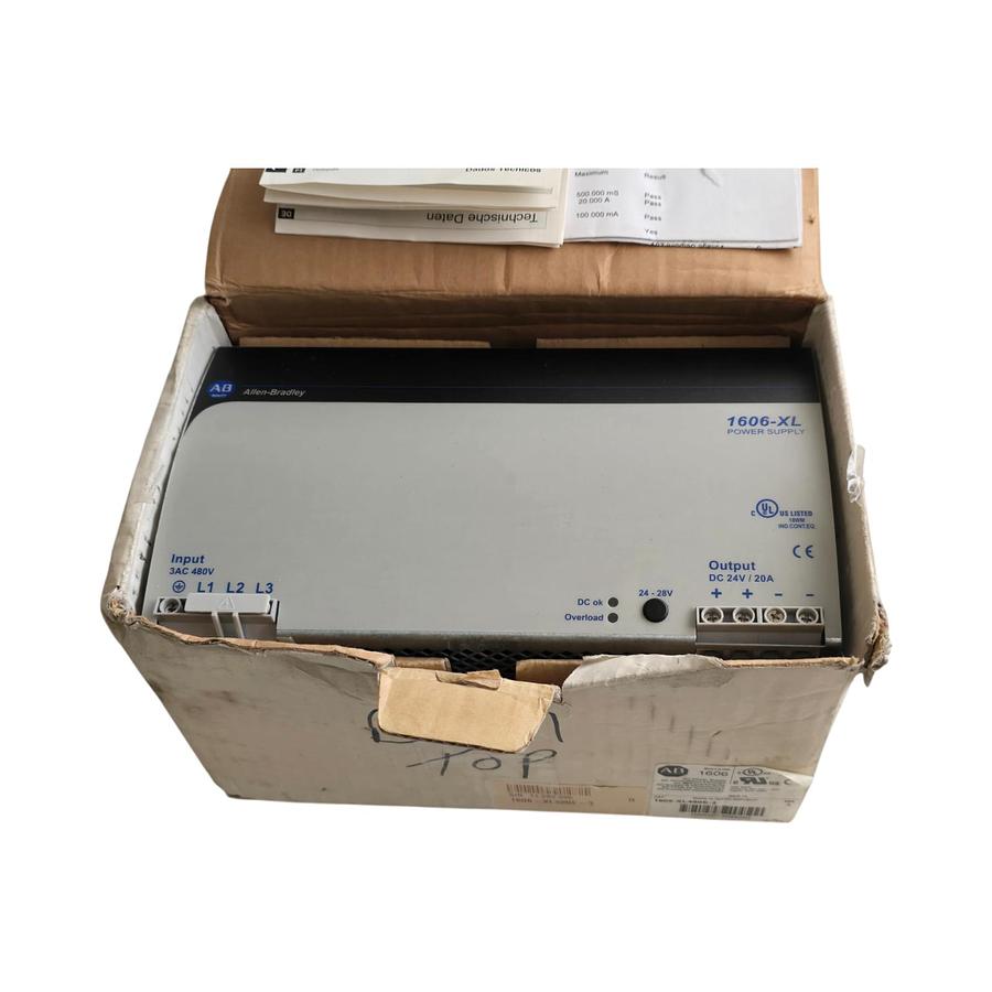 Used ALLEN BRADLEY 1606-XL480E-3 /A DC POWER SUPPLY 480W, 3AC 480V, 24V/20A NSMP