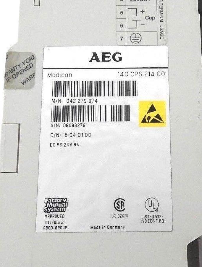 Used SCHNEIDER MODICON 140CPS21400 POWER SUPPLY 8AMP 24VDC, 140-CPS-214-00