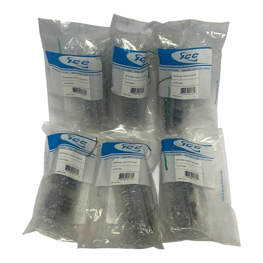 Used Lot of 6 ICC ICFOPT26BK Fiber Optic Adapter Panel LC Quad 24-Fiber - New Sealed
