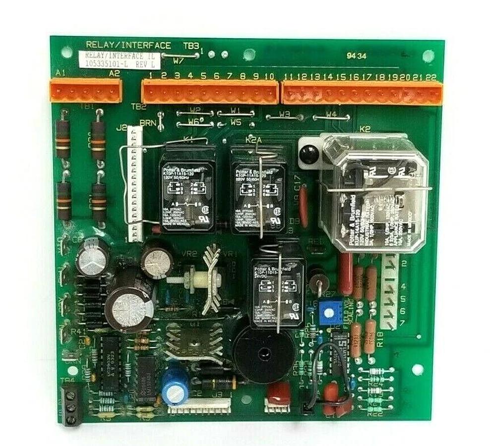 Used BOSTON FINCOR 105335101-L RELAY INTERFACE IL BOARD REV. L 105335101 (FOR PARTS)