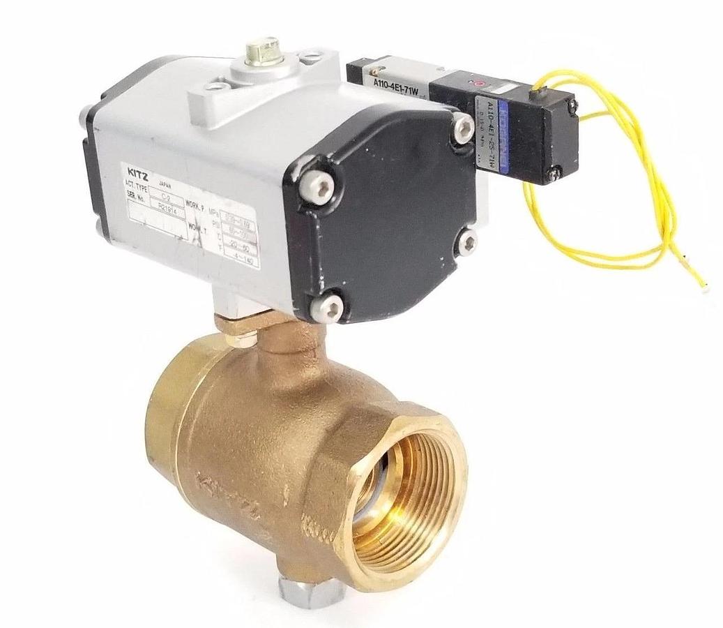 Used KITZ ACT. TYPE: C-2 FLOW CONTROL VALVE 1 1/2 IN. W/ A110-4E1-71W-KITZ SOLENOID