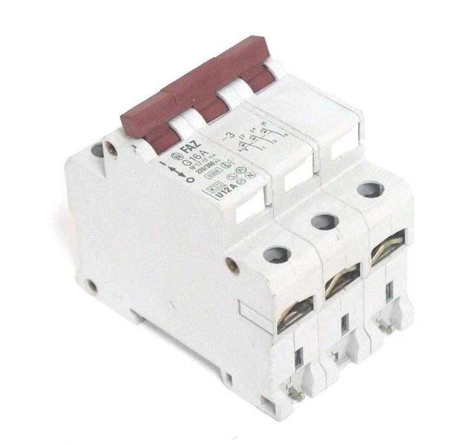 Used LOT OF 3 MOELLER FAZ G16A CIRCUIT BREAKER 220/380VAC U12A FAZG16A