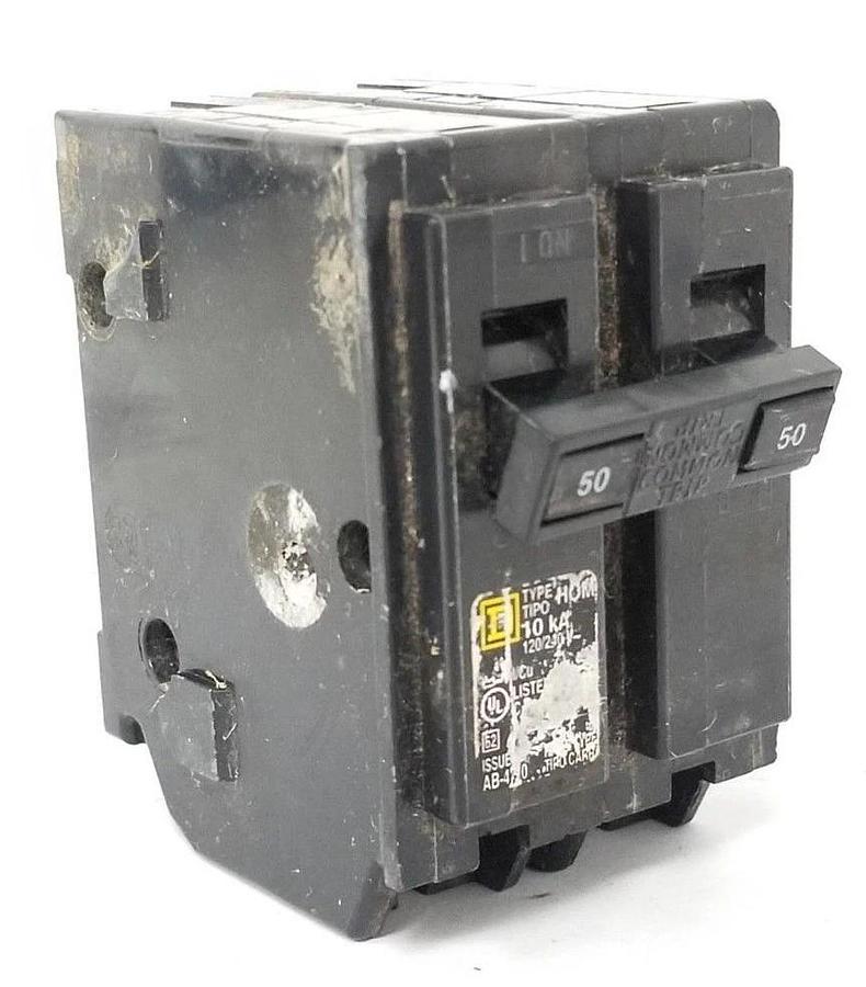 Used SQUARE D TYPE HOM CIRCUIT BREAKER 10kA, 120/240V, 2P, 50A