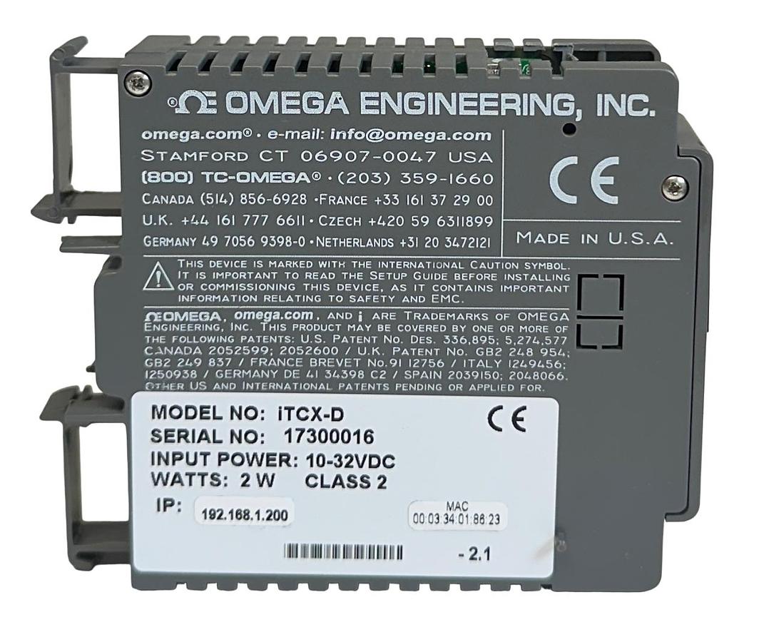 Used OMEGA ENGINEERING iTCX-D / iTCXD iSERVER MICROSERVER EtherNet THERMO INPUT NSMP