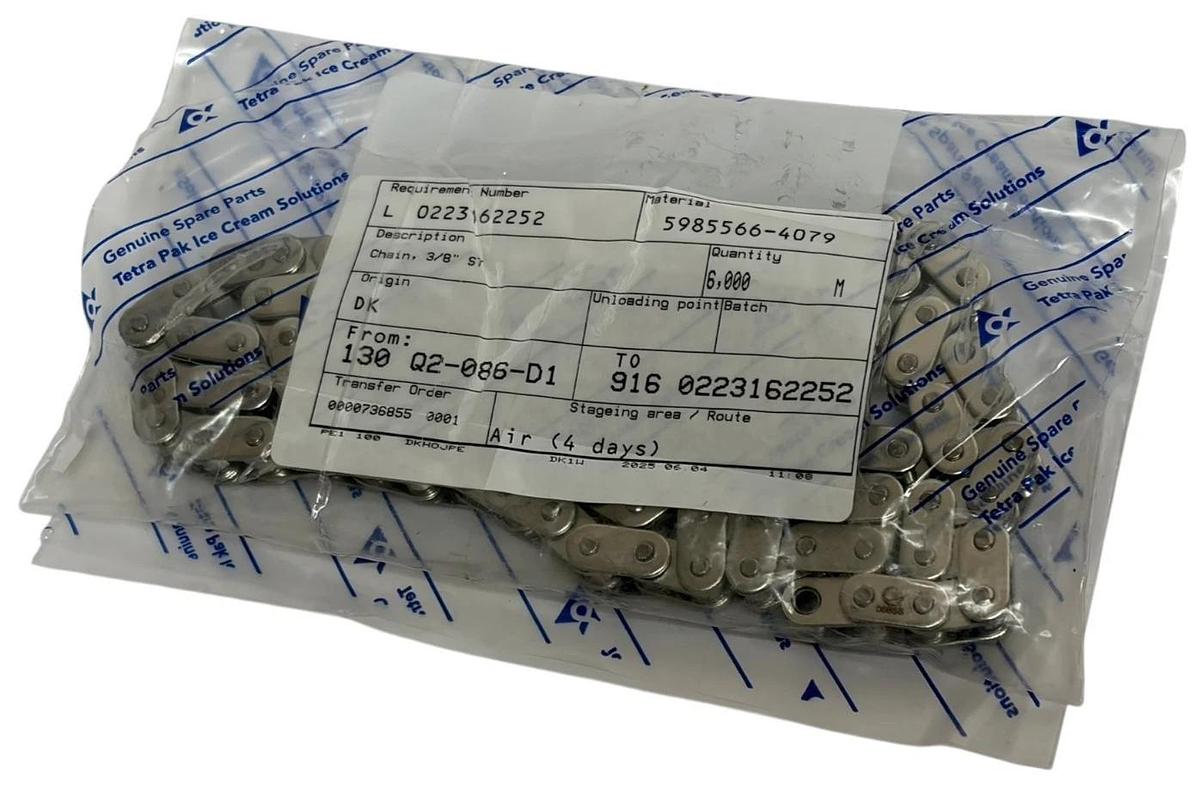 Tetra Pak Protorque 06BSS-1 Stainless Roller Chain 3/8" ISO 606 DIN 8187 6M New