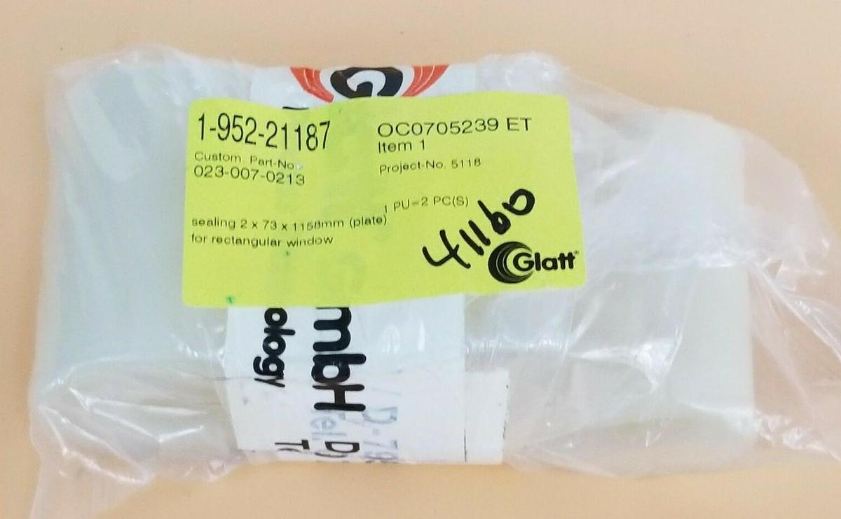 Used NEW GLATT 1-952-21187 SEALING 2X73X1158MM (PLATE) FOR RECTANGULAR WINDOW