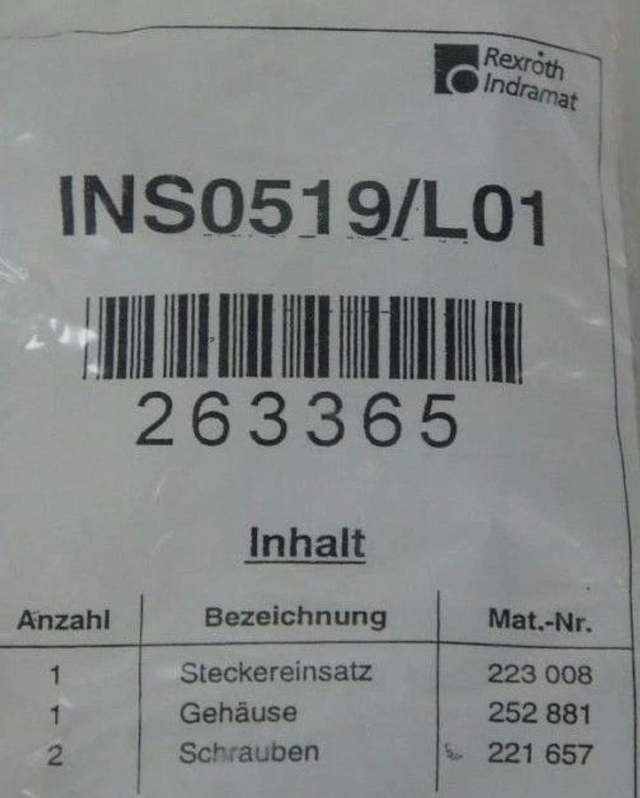 Used NEW REXROTH INDRAMAT INS0439/L01 CONNECTOR MALE INS0519/L01 PLUG W/ EXTRAS
