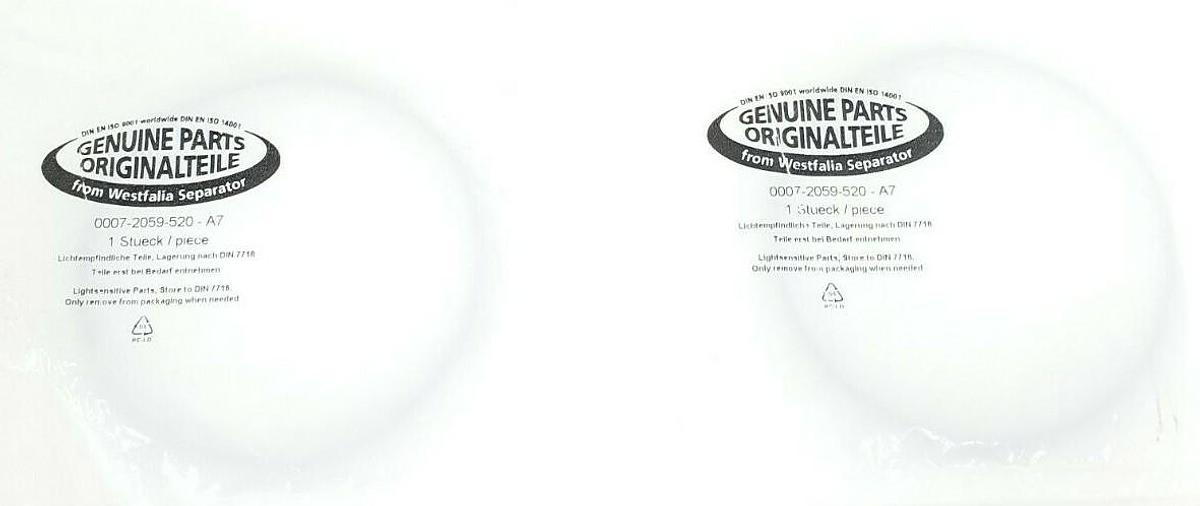 Used NEW GEA WESTFALIA SEPARATOR 0007-2059-520-A7 O-RINGS 00072059520A7