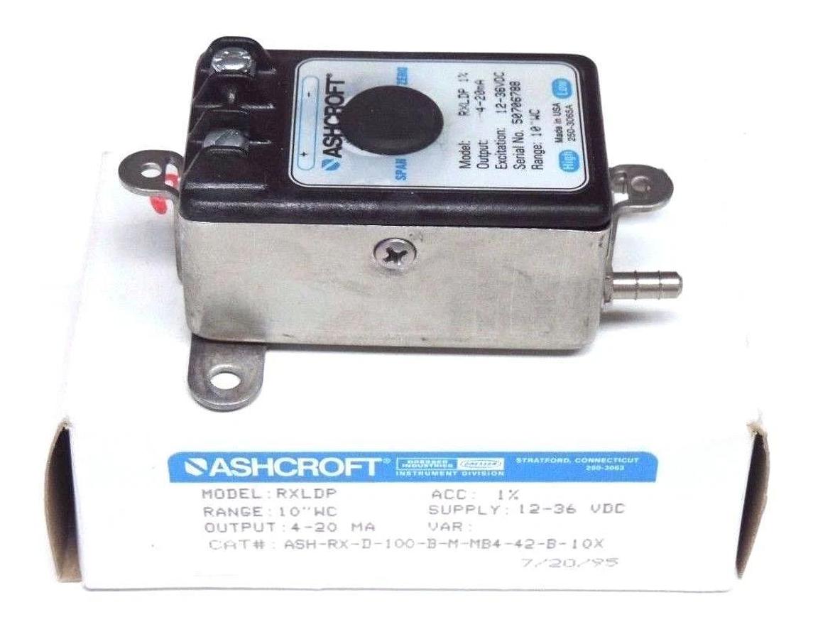 Used ASHCROFT ASH-RX-D-100-B-M-MB4-42-B-10X PRESSURE TRANSMITTER RXLDP, 4/20MA