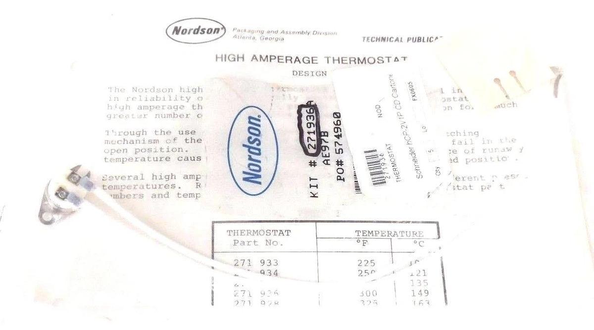 Used NEW NORDSON 271936 HIGH AMPERAGE THERMOSTAT 300 DEGREE FAHRENHEIT