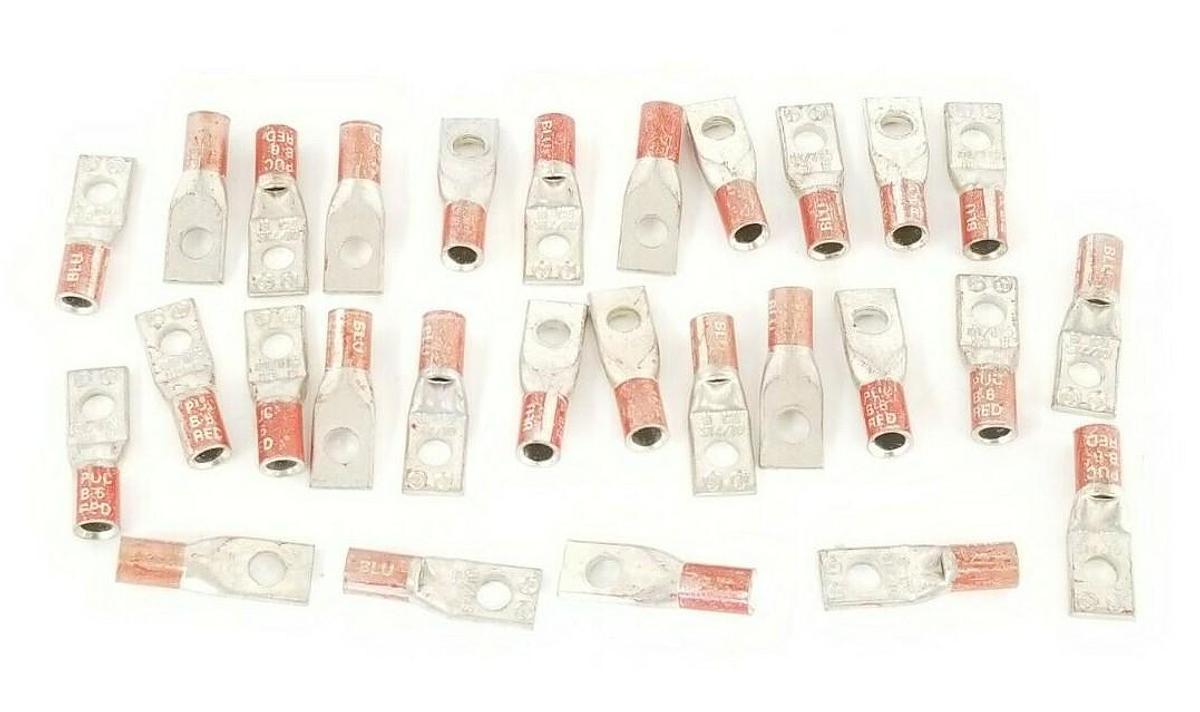 Used LOT OF 28 THOMAS & BETTS PUC B-6 RED ELECTRICAL CRIMP CONNECTORS 8 CU S14/10