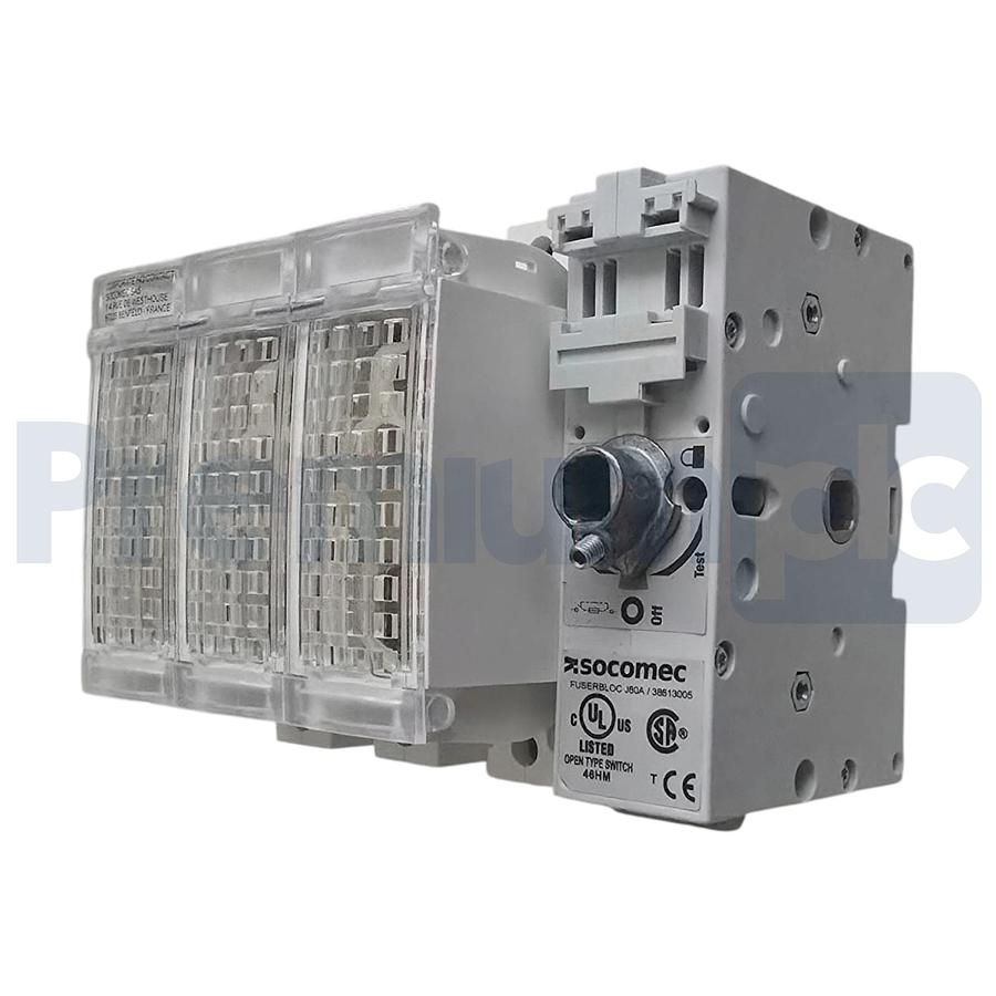 Used Socomec 38613005 Fuserbloc TS J 3X60A Switch w/ 37297540 NFPA79 Handle Kit NEW