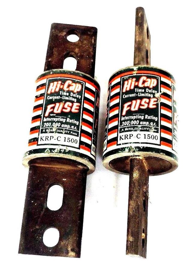 Used LOT OF 2 BUSSMANN KRP-C 1500 HI-CAP TIME DELAY FUSES 600V, KRPC1500
