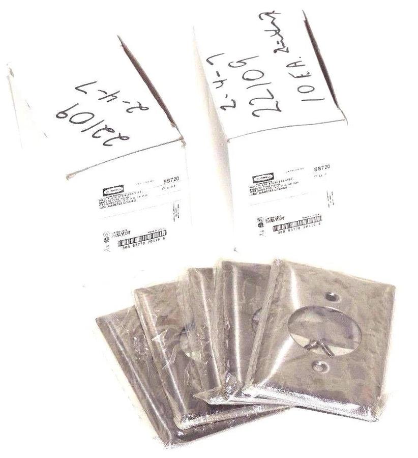 Used LOT OF 25 NEW HUBBELL SS720 STAINLESS STEEL ONE-GANG 1.6" DIAMETER WALL PLATES