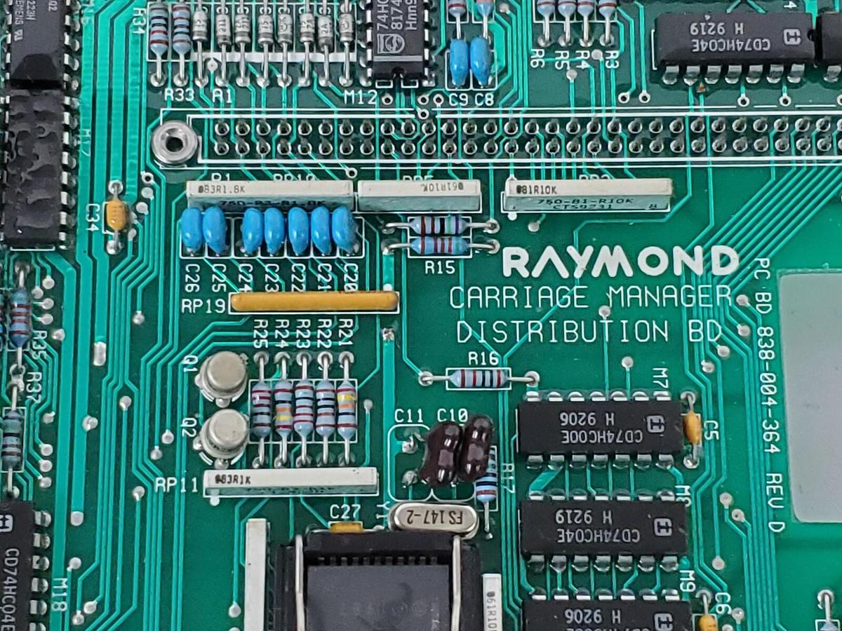 Used RAYMOND 838-004-362E CARRIAGE MANAGER DISTRIBUTION BOARD 9209170033 WPAWPI6CR