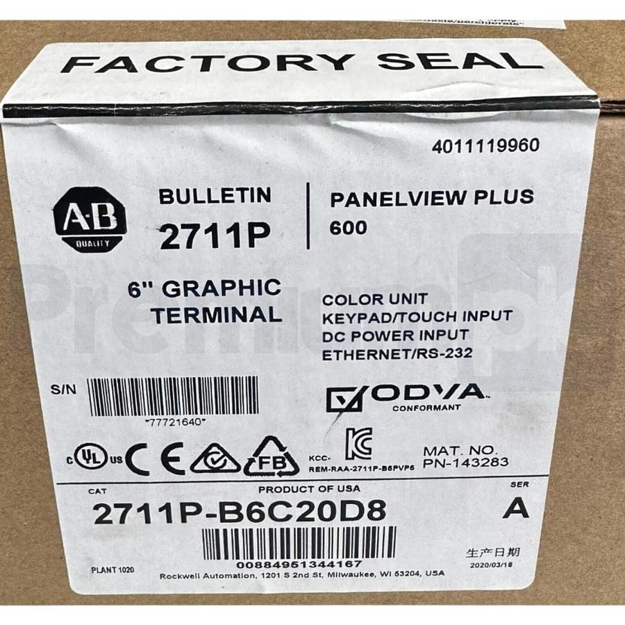 Used Sealed Allen Bradley 2711P-B6C20D8 /A PanelView Plus 600 Key/Touch Terminal NSFS