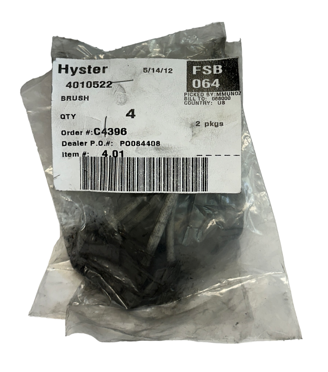 Used 4 HYSTER 4010522 / HY4010522 OEM BRUSHES FOR FORKLIFT NSMP