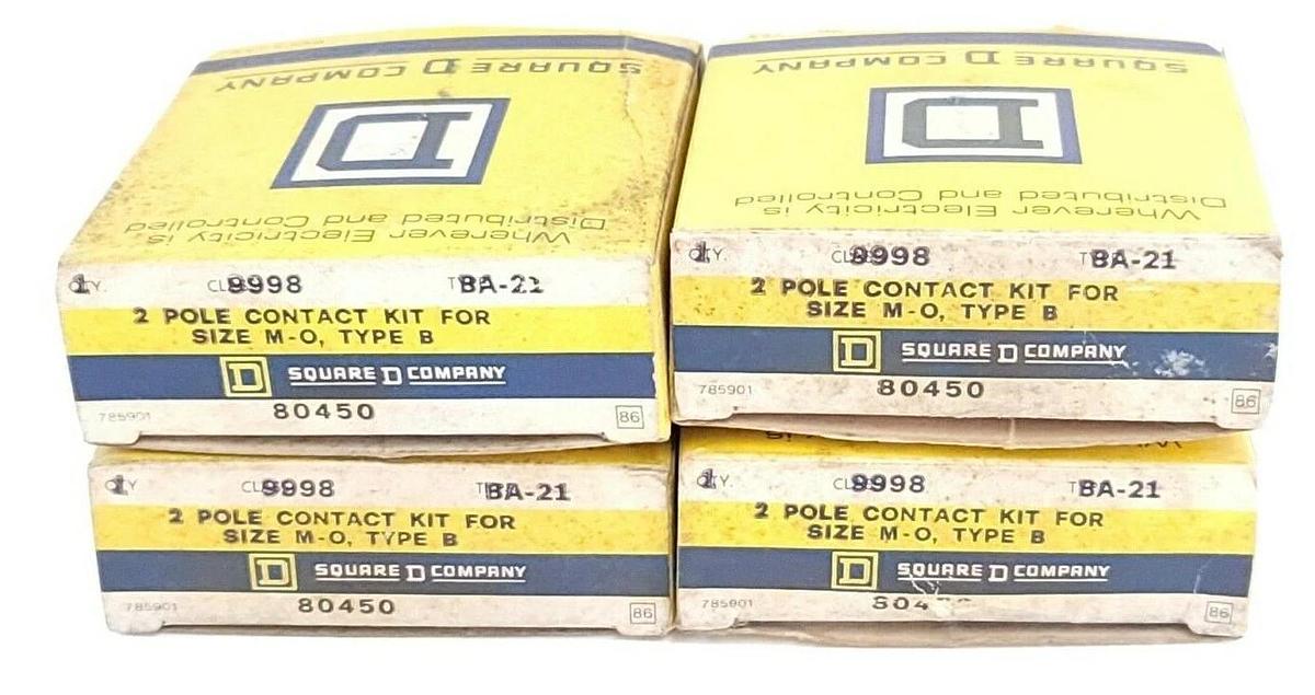 Used LOT OF 4 NIB SQUARE D 9998-BA-21 2-POLE CONTACT KITS 9998BA21